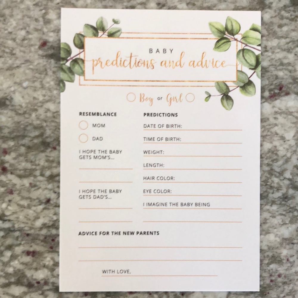 Baby prediction cards